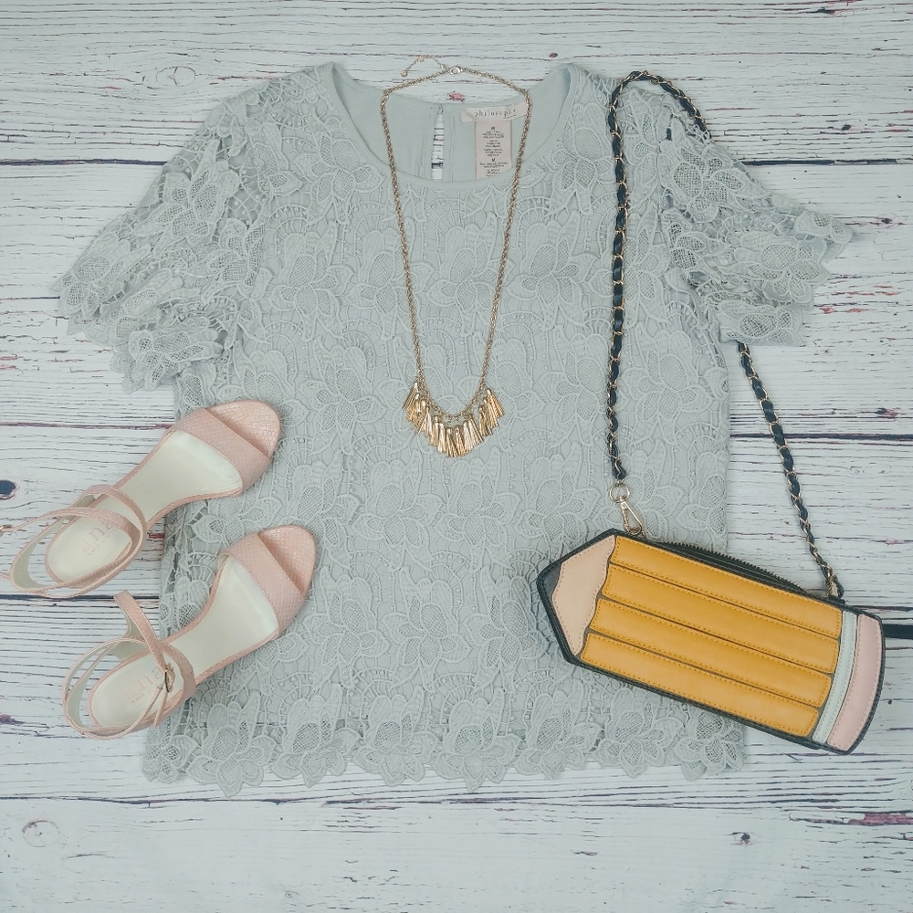 Grey Layered Lace Philosophy Blouse